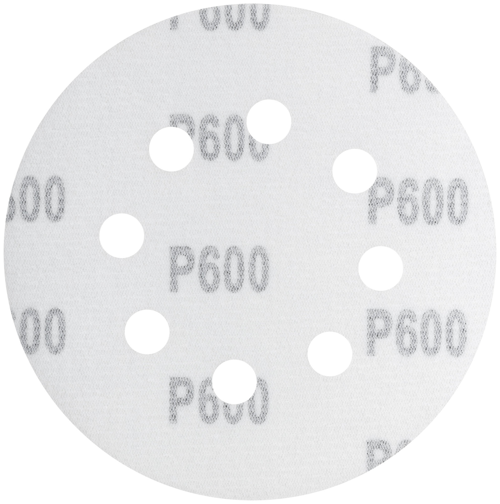 Круги шлифовальные с отверстиями (липучка), алюминий-оксидные, 125 мм, 5 шт. Р 600 (39678)