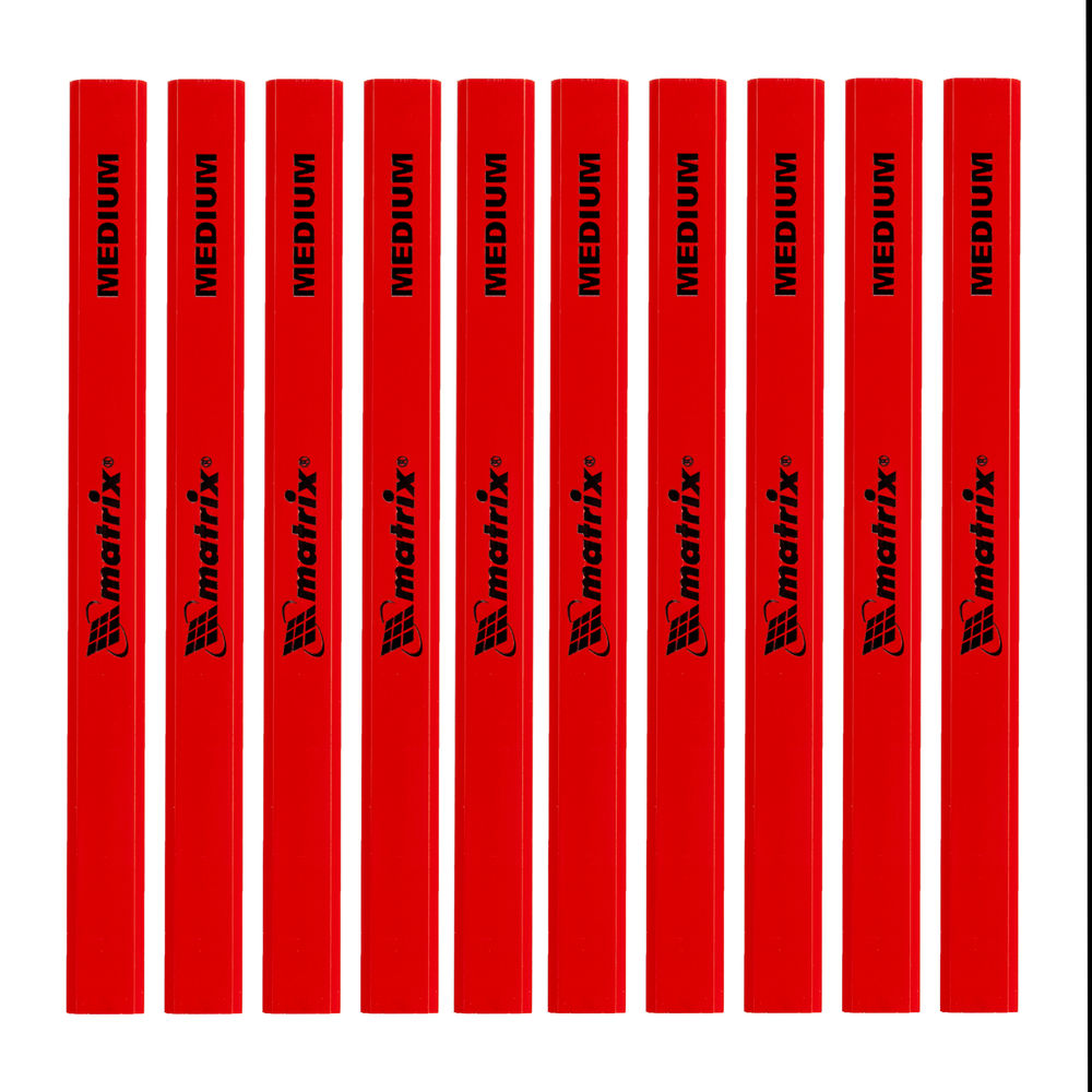 Набор карандашей малярных прямоугольных с точилкой в тубе, 175 мм, 10 шт Matrix (84814)