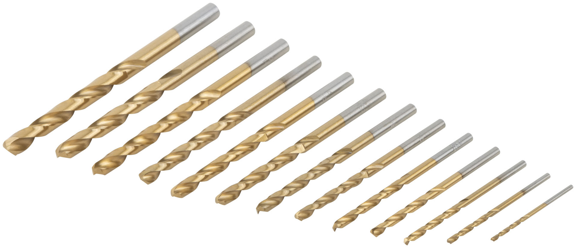 Набор сверл HSS по металлу, титановое покрытие, 13 шт. (1,5-2-2,5-3-3,2-3,5-4-4,5-4,8-5-5,5-6-6,5 мм) (34217)