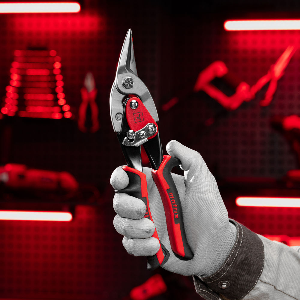 Ножницы по металлу, 250 мм, левый рез, сталь CRMO, двухкомпонентные рукоятки, PRO Matrix (78326)