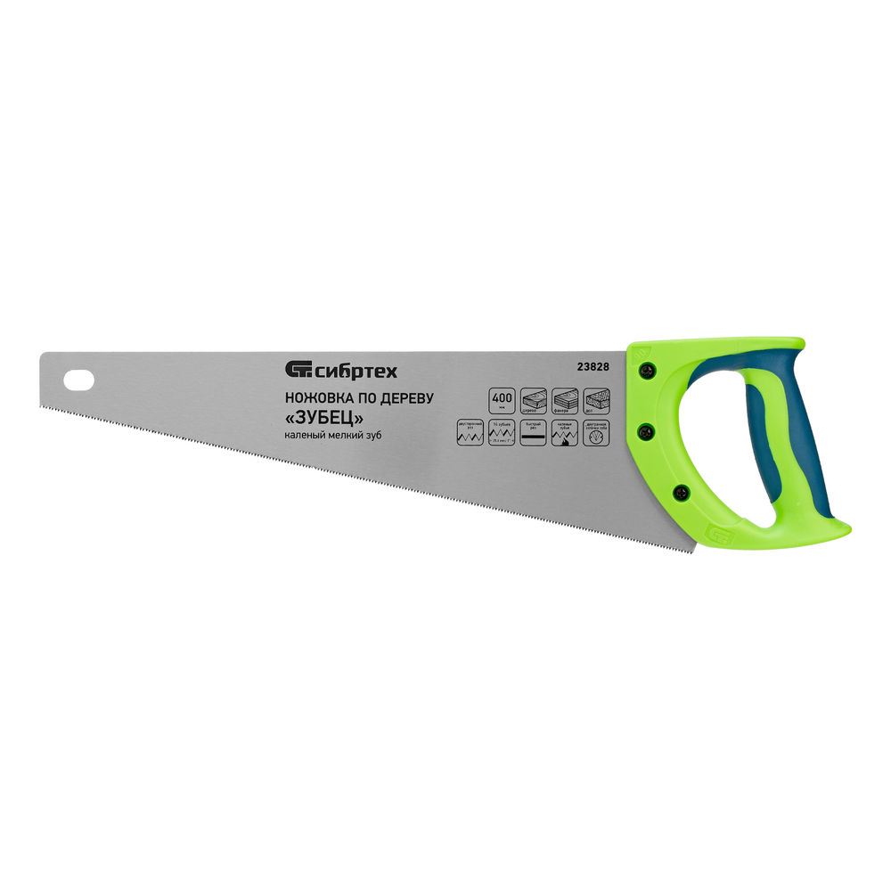 Ножовка по деревуЗубец для точных пильных работ, 400 мм, каленый зуб 2D, 14 TPI, двухкомпонентная рукоятка Сибртех
