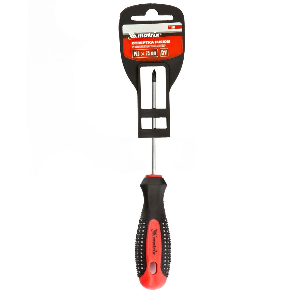 Отвертка Fusion, PZ0 x 75 мм, CrV, трехкомпонентная рукоятка Anti slip Matrix
