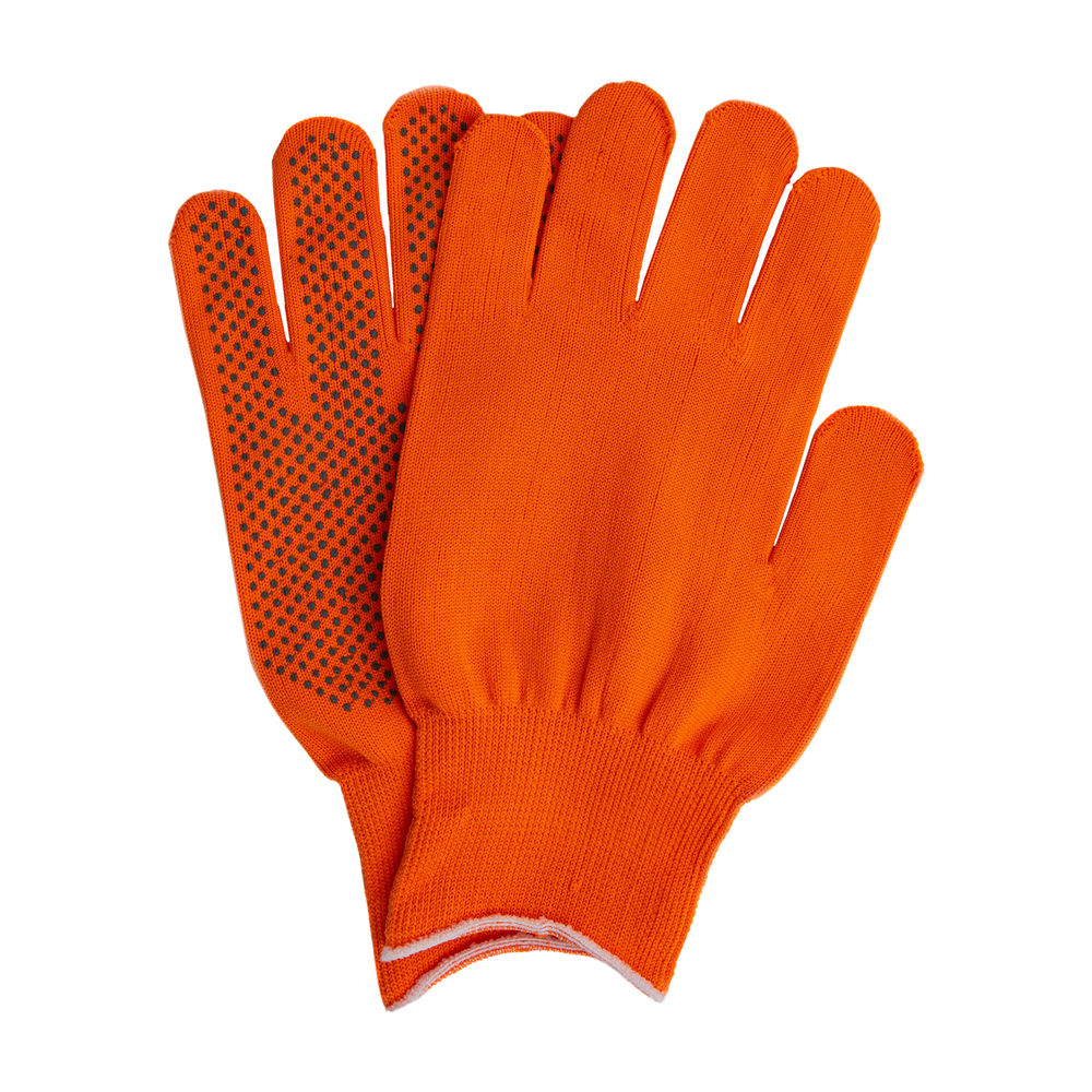 Перчатки Нейлон, ПВХ точка, 13 класс, оранжевые, XL (67845)