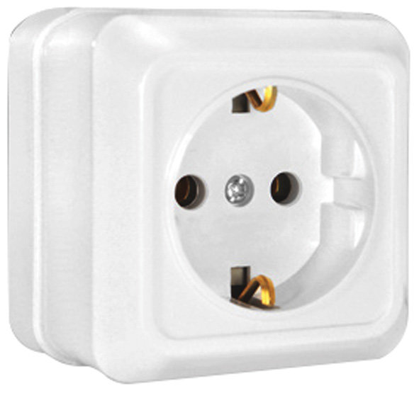 Розетка одноместная с заземлением, открытая установка UNIVERSAL (84105)