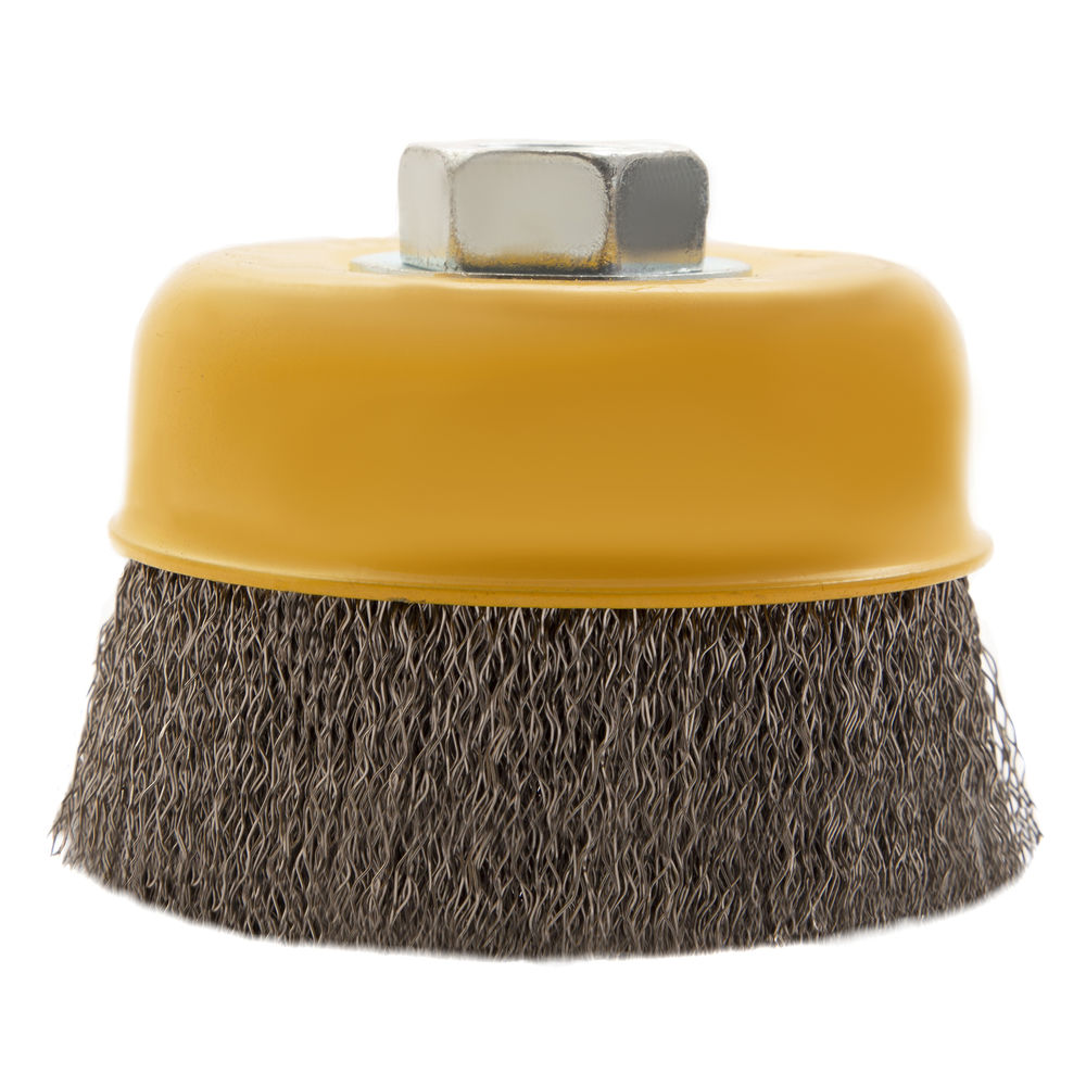 Щетка для УШМ, 75 мм, Чашка, витая нержавеющая проволока 0.3 мм, М14 Denzel (746043)