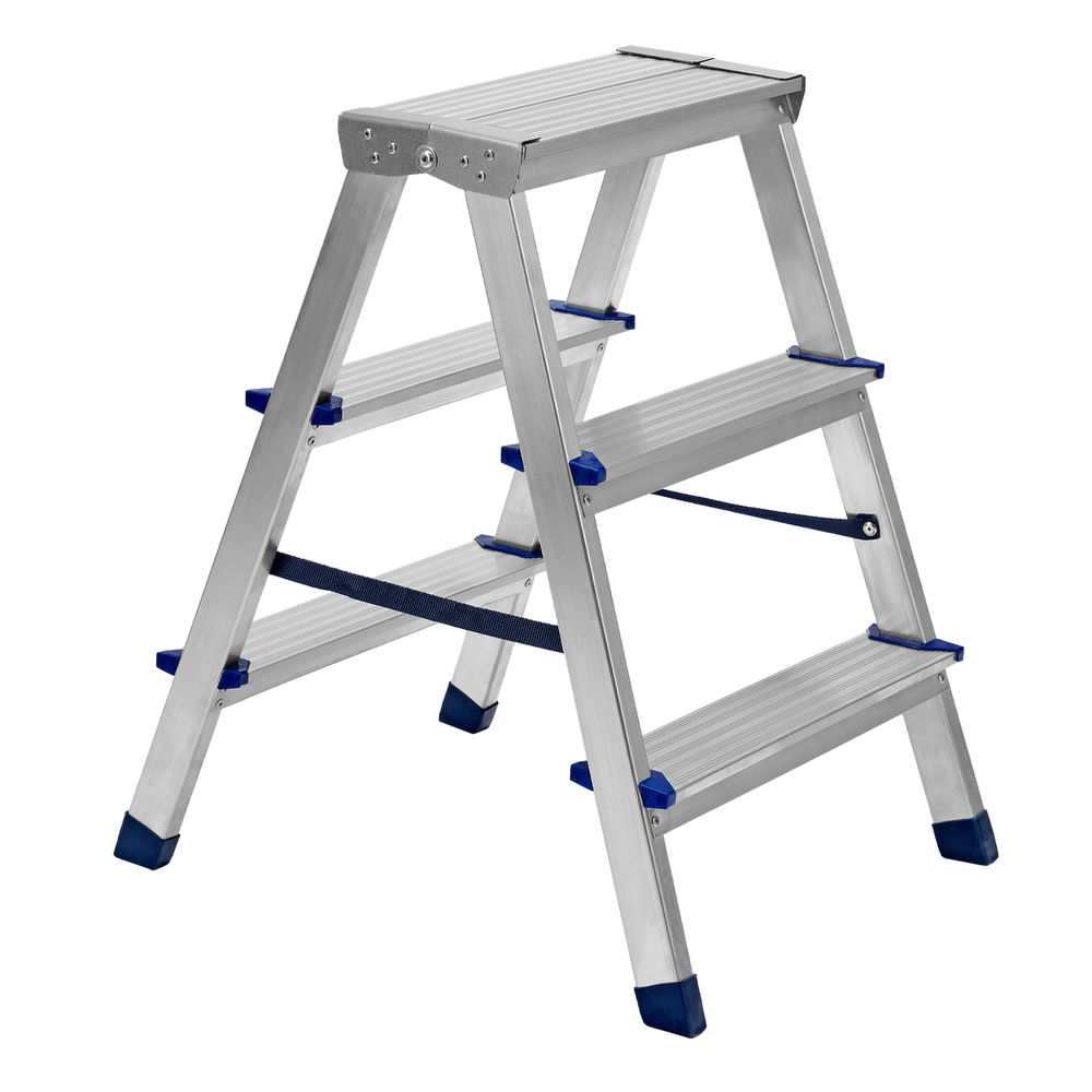 Стремянка двусторонняя 3 ступени, алюминиевая, Сибртех (97923)