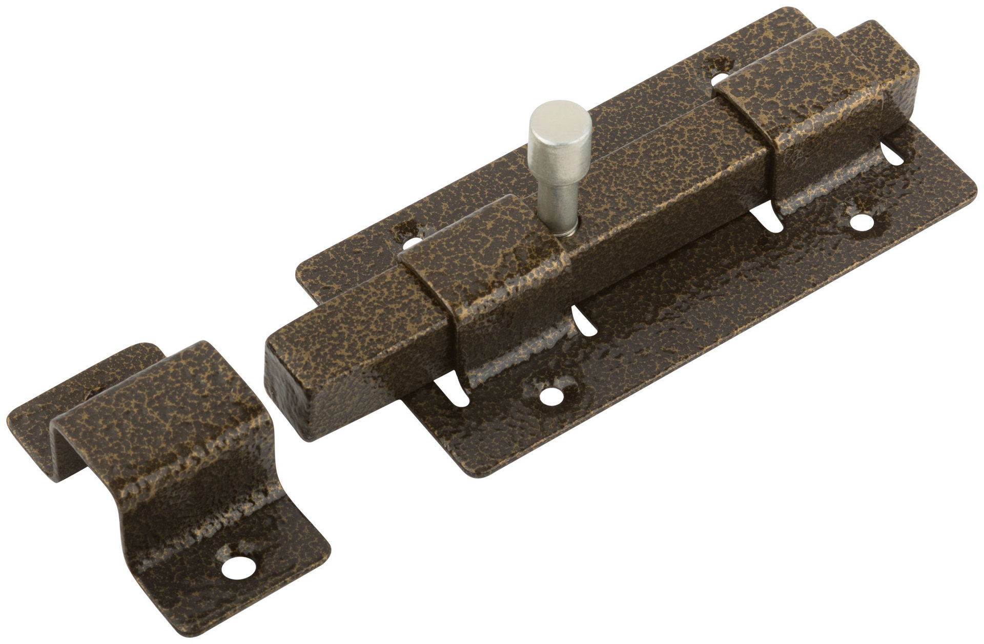 Задвижка накладная усиленная для дверей, квадратный ригель, бронза (66694)