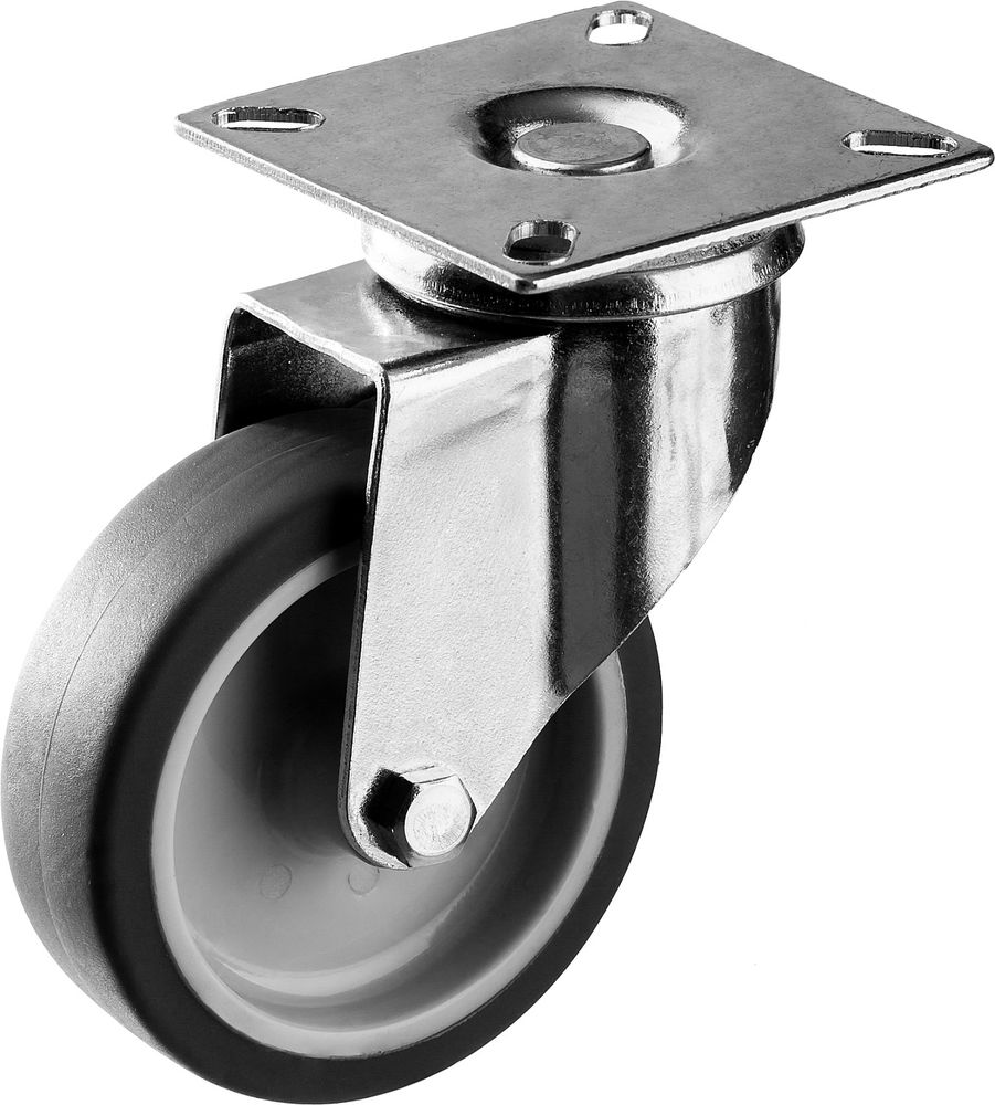 Колесо термопластичное поворотное d 75 мм, г/п 60 кг, резина/полипропилен ЗУБР Профессионал 30946-75-S