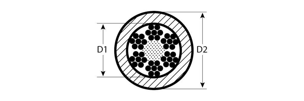 Стальной трос в оплетке ПВХ 5 (6) мм, L 150 м, свивка 6 x 7 + FC ЗУБР DIN 3055 Профессионал 4-304120-05-06