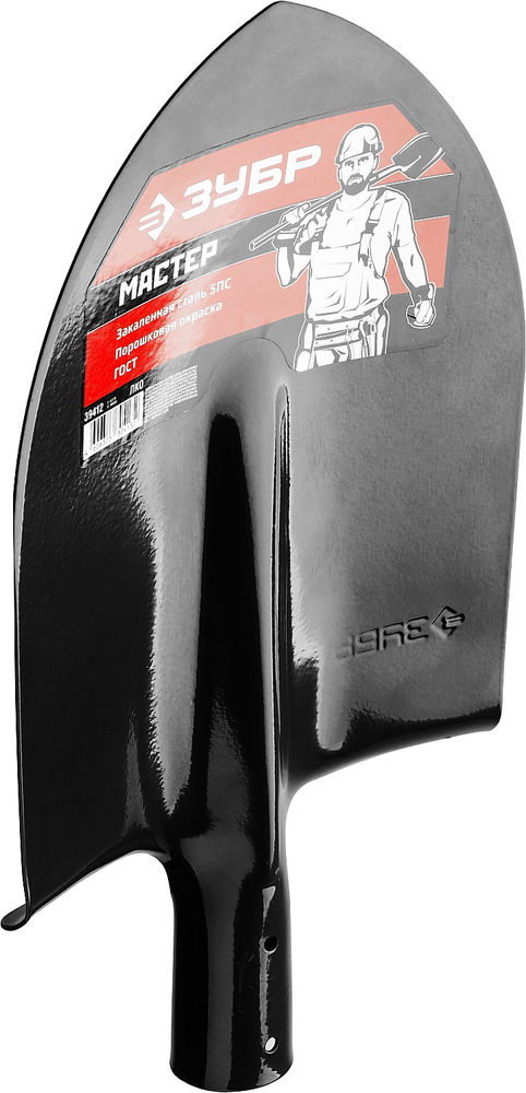 Штыковая лопата 370 х 205 мм полотно 1.6 мм закалено без черенка тип ЛКО ЗУБР Мастер 39412