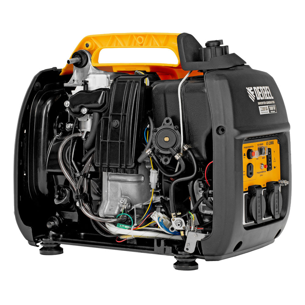Генератор инверторный GT-2200iS, 2.2 кВт, 230 В, бак 4 л, закрытый корпус, ручной старт Denzel (94702)