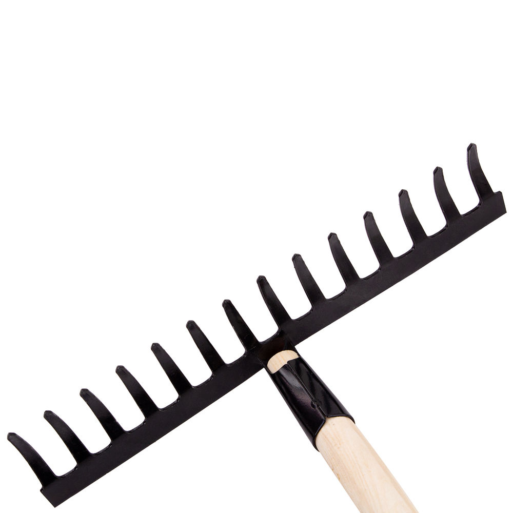 Грабли стальные, 360х1300 мм, 14 прямых зубьев, деревянный черенок, Сибртех (61742)