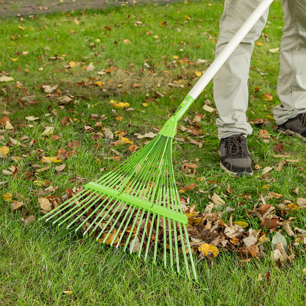 Грабли веерные стальные, 565 мм, 22 плоских зуба, эмалированные, усиленные, без черенка, Palisad (617015)