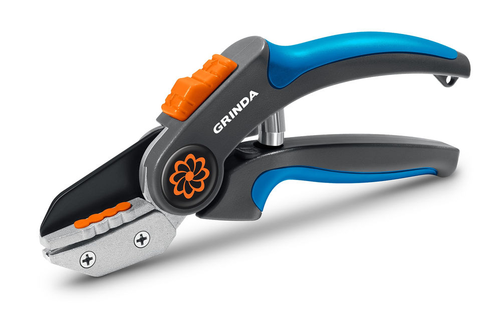 Контактный секатор P-56, 205 мм, легированная сталь, двухкомпонентные рукоятки, PROLine GRINDA 423456