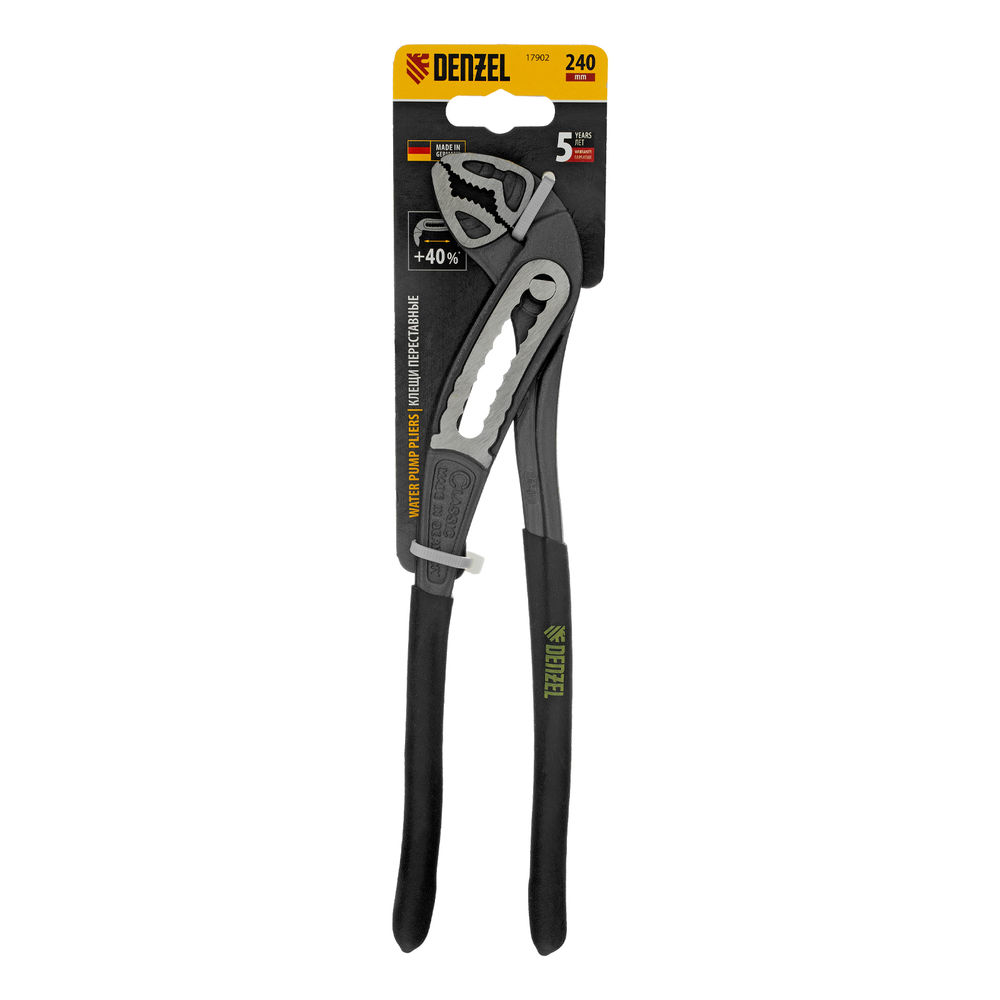 Клещи переставные, обливные рукоятки, 240 мм Denzel (17902)
