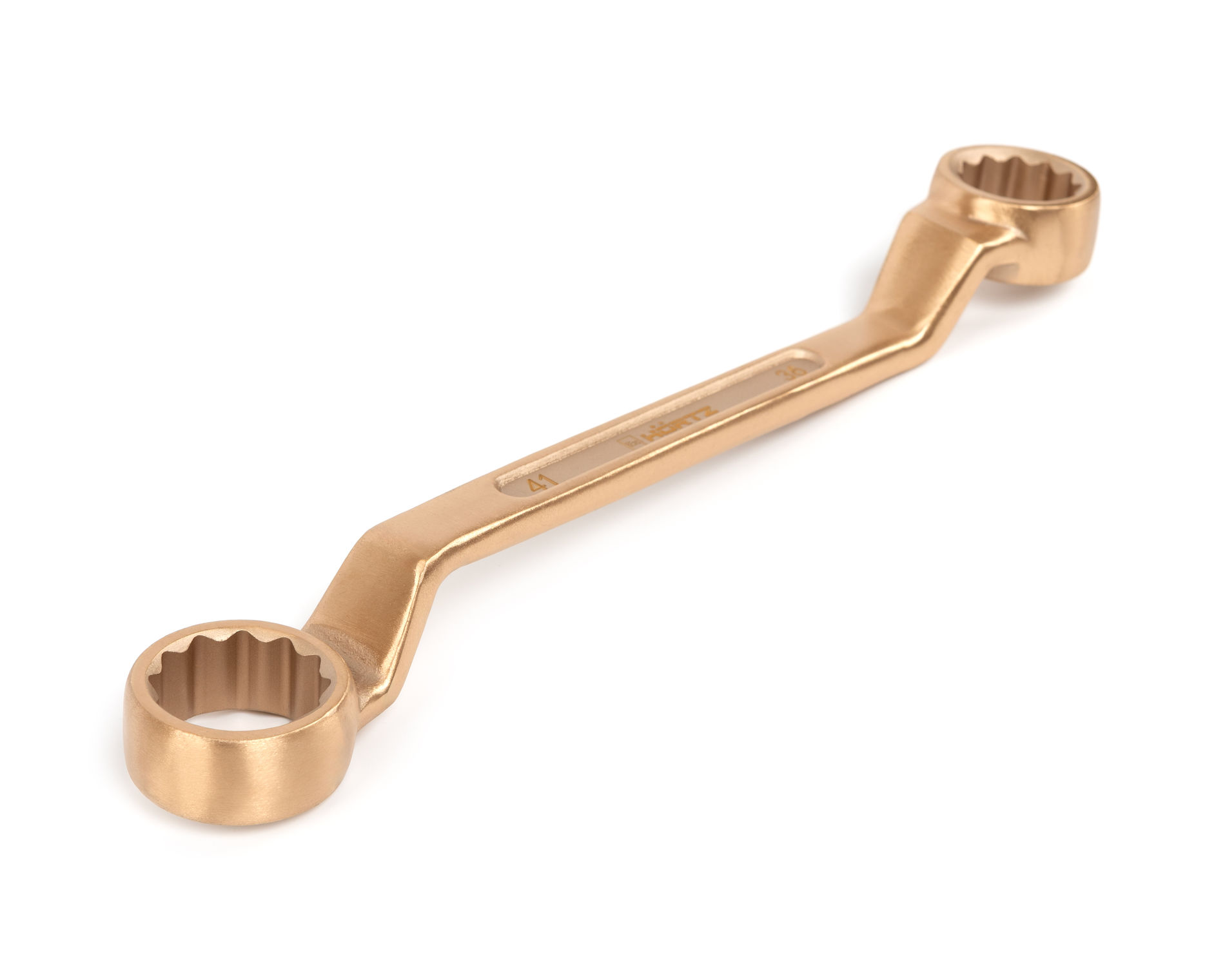 Ключ гаечный накидной двусторонний коленчатый 36х41 искробезопасный сплав BeCu 151-3641, HORTZ