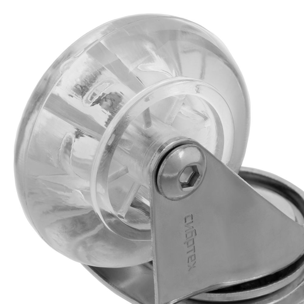 Колесо ПУ прозрачное поворотное d-50 мм, крепление платформенное Сибртех (68732)