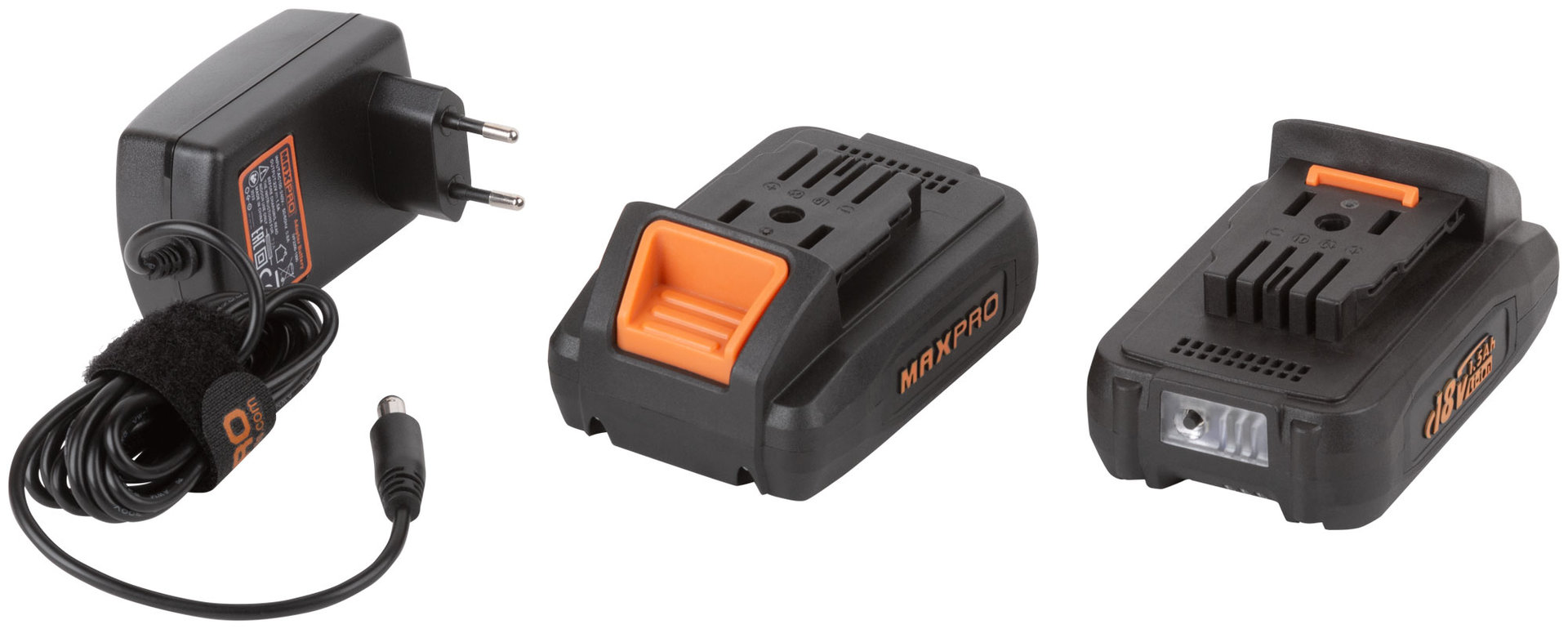 Дрель-Шуруповерт аккумуляторная 18 В; 0-350/0-1250 об/мин; 10 мм; 30 Нм; 2 батареи (Li-Ion) х1,5 Ач; 15+1; 1 ч.; регулировка оборотов MAX-PRO 85030