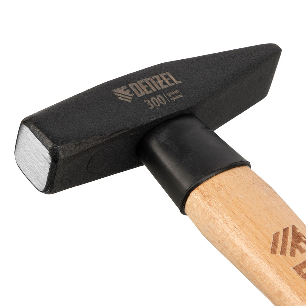 Молоток слесарный, 300 г, кованый квадратный боек, буковая рукоятка Denzel (10427)