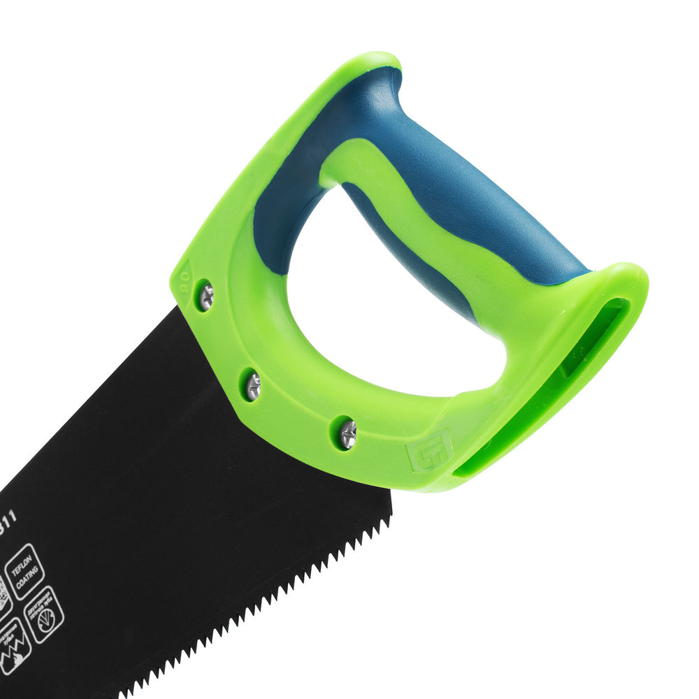 Ножовка по дереву Зубец, 450 мм, 7-8 TPI, каленый зуб 2D, защитное покрытие, двухкомпонентная рукоятка Сибртех (23811)