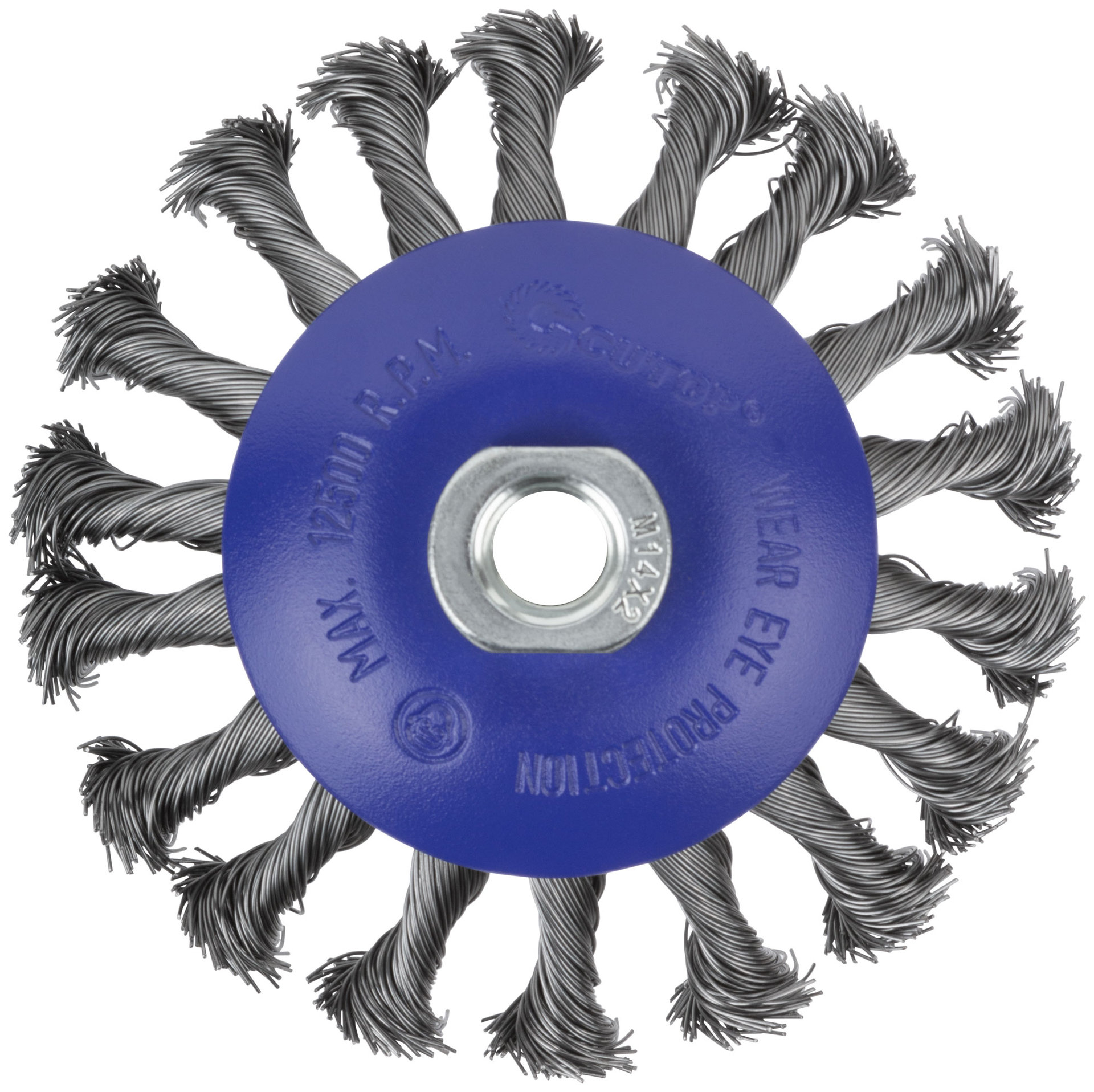 Щетка для УШМ, М14, тип Тарелка, крученая проволока 0,5 мм, 115 мм, блистер, CUTOP Profi (82-906)