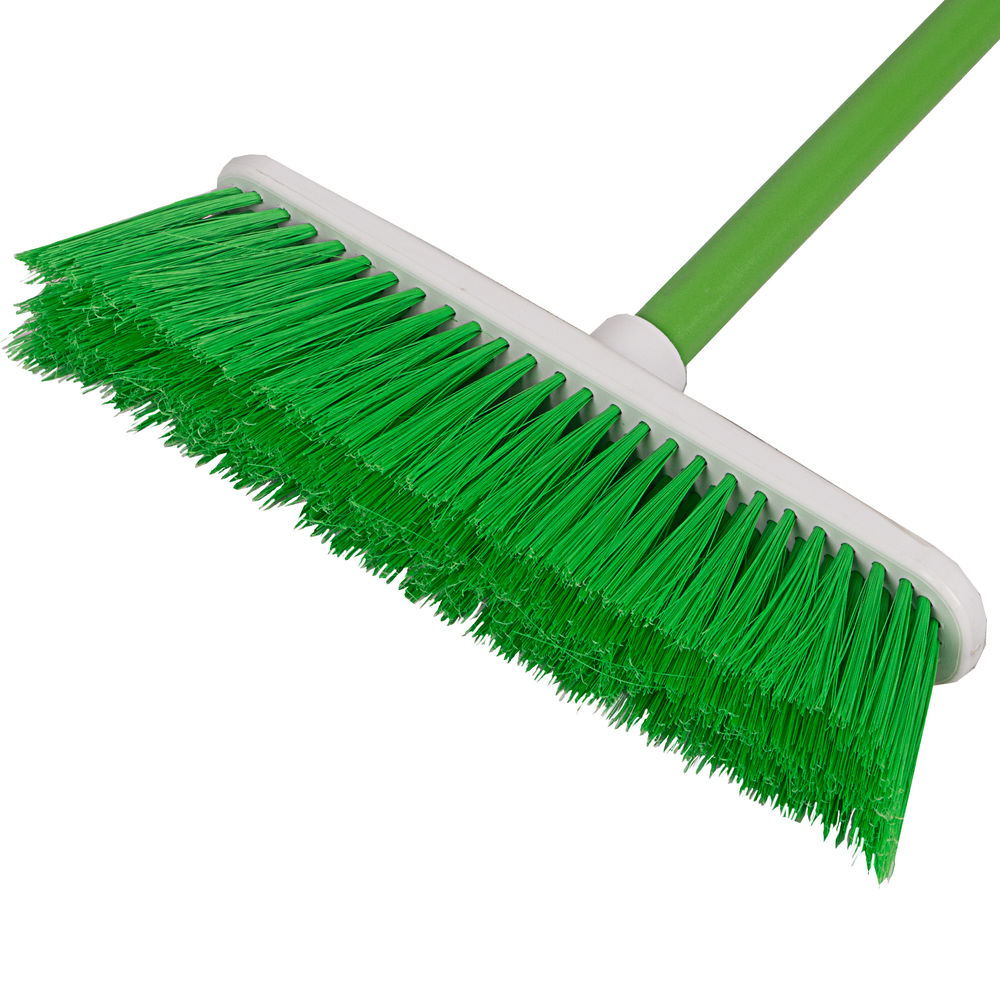 Щетка пластмассовая для подметания пола, 27 см, c черенком, 120 см, салатовая щетина, Home Palisad (935455)