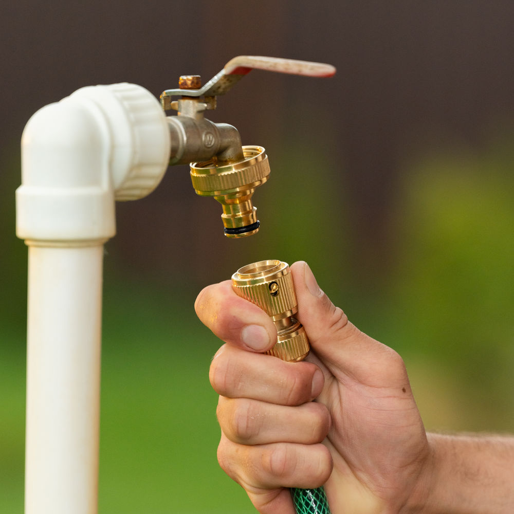 Соединитель латунный, быстросъемный для шланга 1/2, аквастоп Palisad (66240)