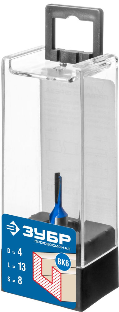 Фреза пазовая прямая 4?13 мм хвостовик 8 мм ЗУБР Профессионал 28753-4-13
