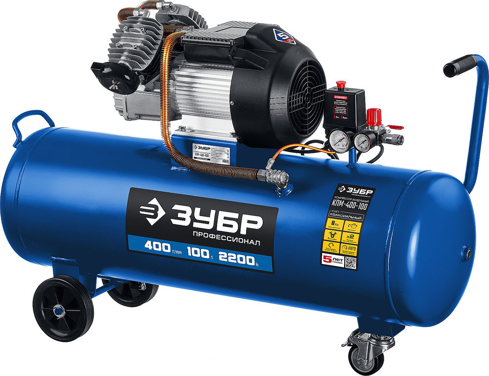 Компрессор масляный 400 л/мин, 100 л, 2200 Вт ЗУБР Профессионал КПМ-400-100