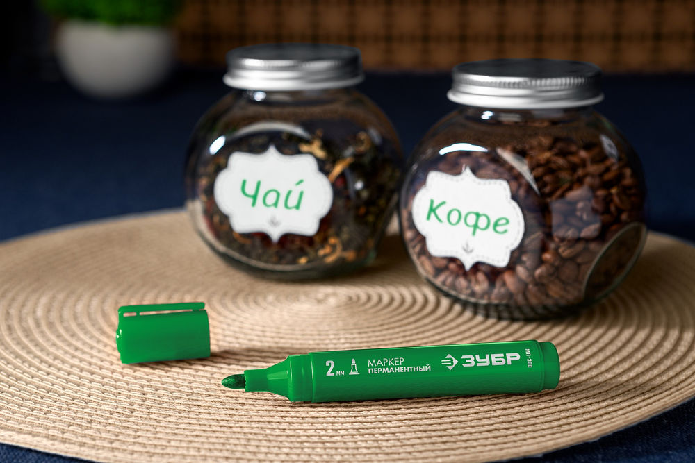 Перманентный маркер МП-300 зеленый, 2 мм ЗУБР 06322-4