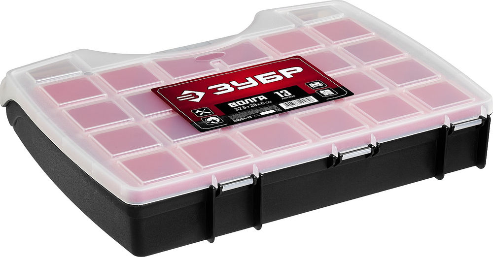 Органайзер 325 х 280 х 60 мм пластиковый с 13 съемными лотками ЗУБР ВОЛГА-13 38034-13