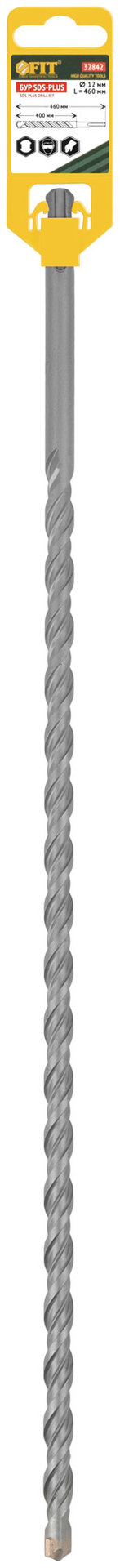 Бур по бетону SDS PLUS, Профи, W-образная вставка, двойная спираль, 12 х 460 мм (32842)