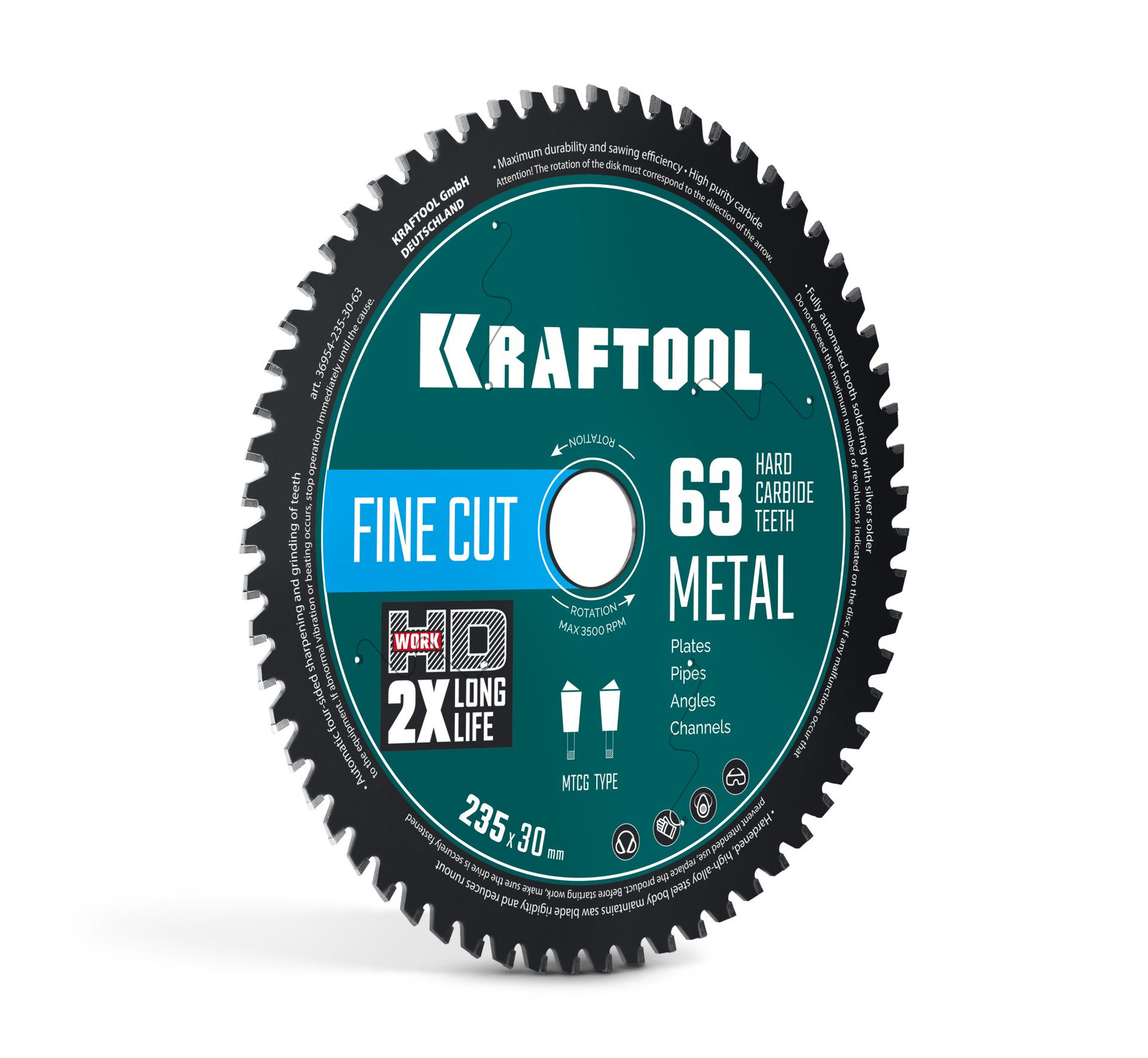 Диск пильный по металлу и стали Metal Cut, 235 х 30 мм, 63Т KRAFTOOL 36954-235-30-63