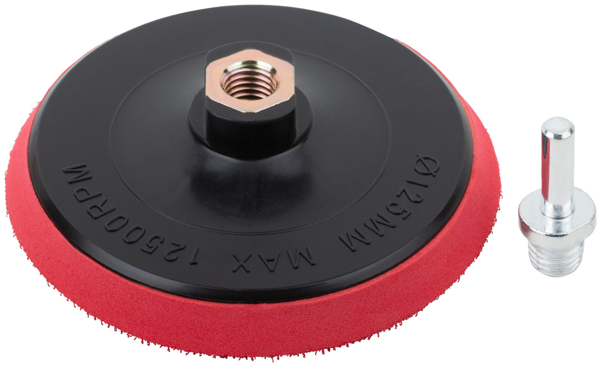 Диск шлифовальный с липучкой, гайка М14 + переходник для дрели, 125x10 мм (39623)