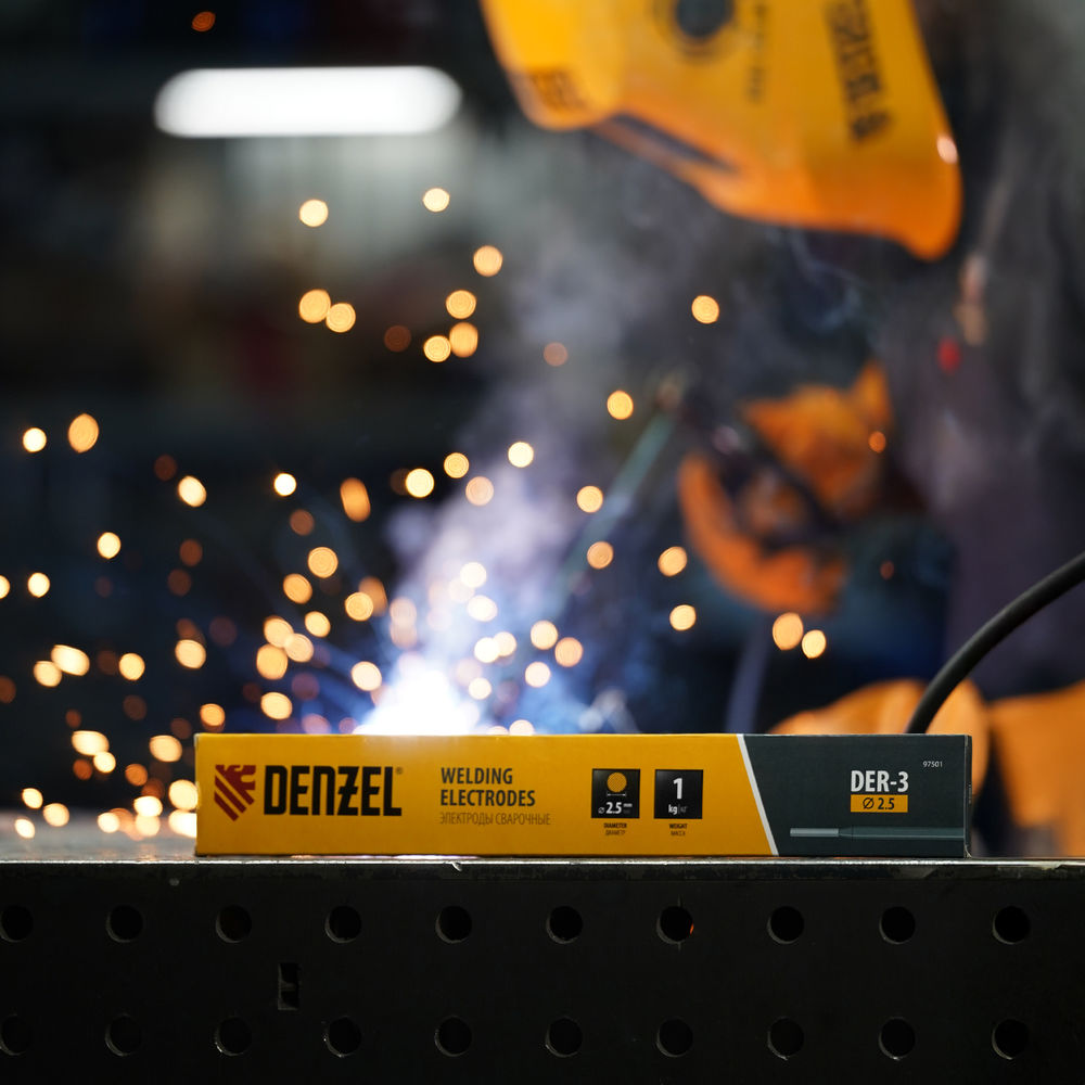 Электроды DER-3, диам. 2,5 мм, 1 кг., рутиловое покрытие Denzel (97501)