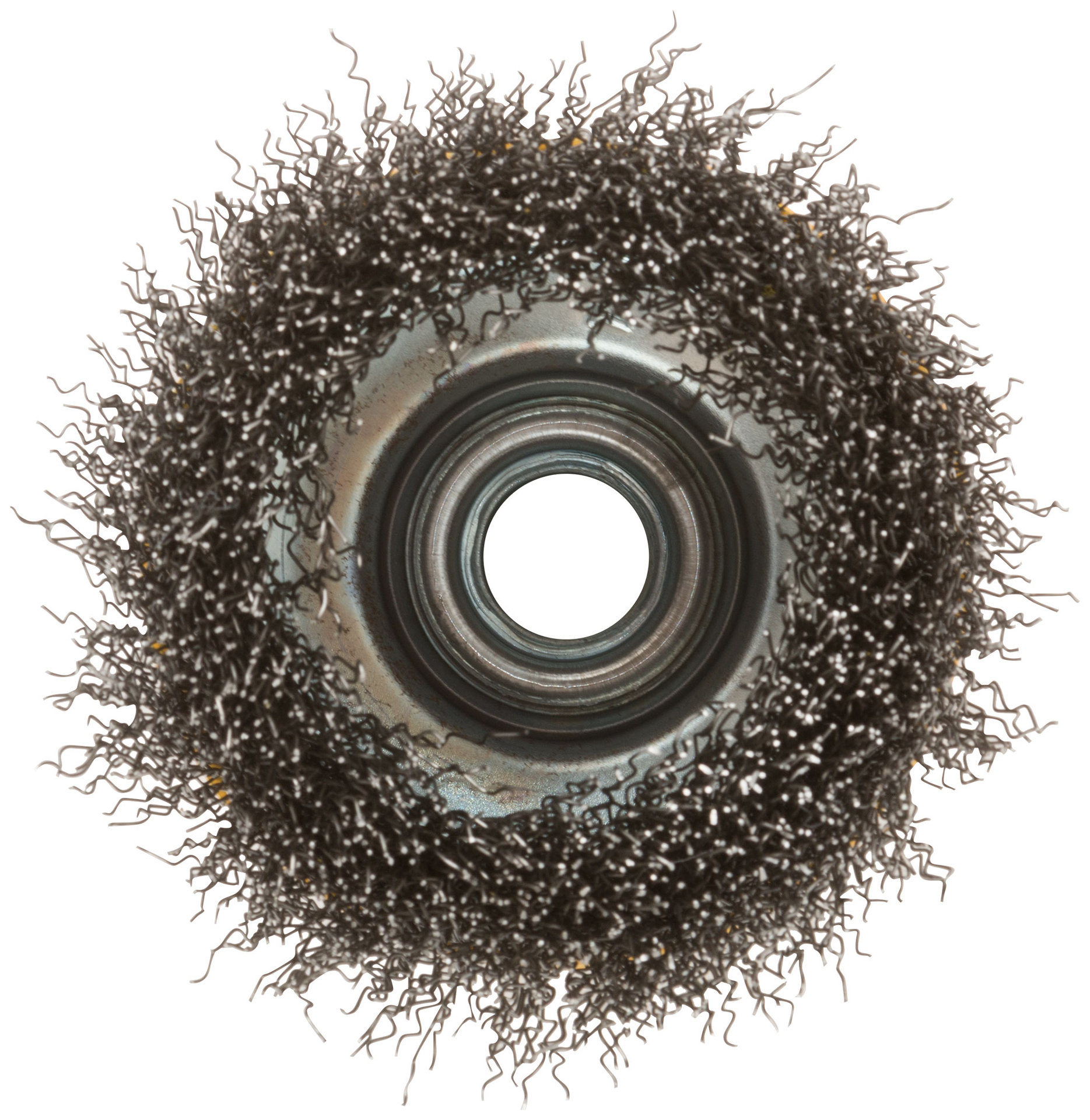 Корщетка-чашка, гайка М14, волнистая проволока, нержавеющая сталь 75 мм (38842)