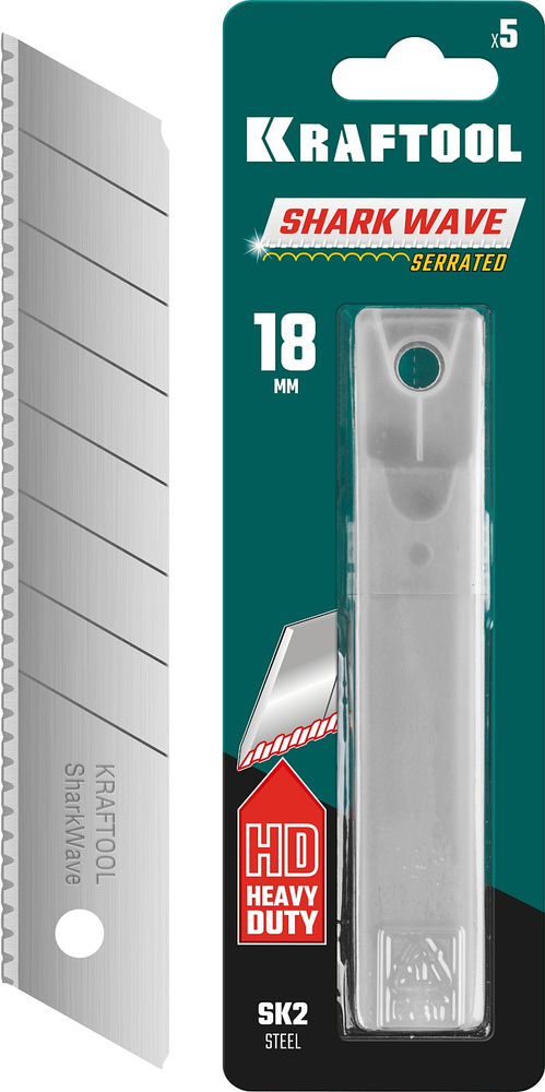Серрейторные сегментированные лезвия для сложных материалов, 18 мм, 5 шт KRAFTOOL 09604-18-S5