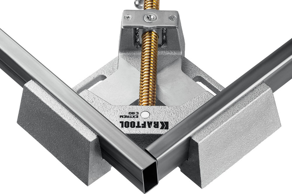 Экстрамощная стальная угловая струбцина для сварочных работ Extrem C90, глубина зажима 90 мм KRAFTOOL 32201