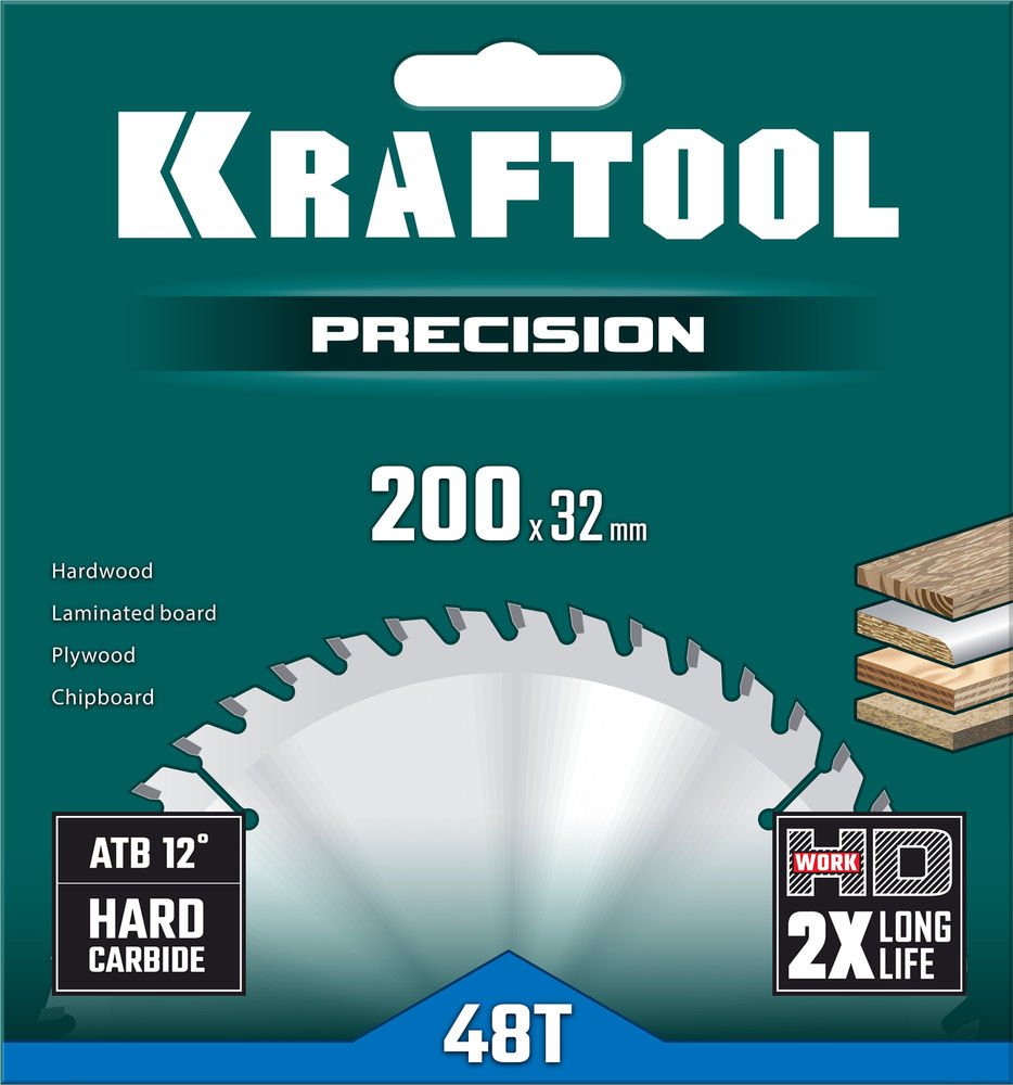 Пильный диск по дереву Precision, 200 х 32 мм, 48Т KRAFTOOL 36952-200-32