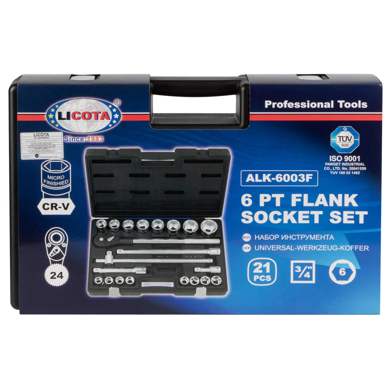 Набор торцевых головок 6гр. 21пр., 19-50 мм 3/4 Licota ALK-6003F (ASK-10060)