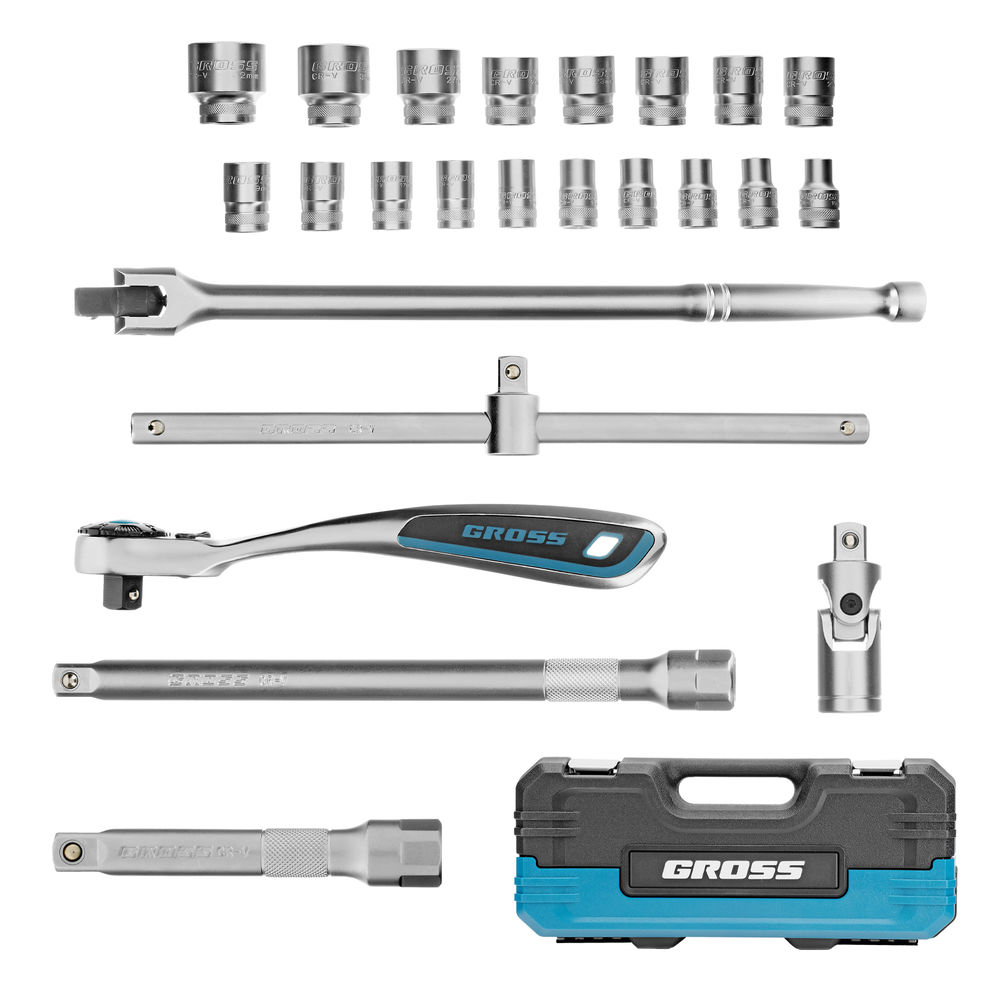 Набор инструментов, 1/2, CrV, 120 зубьев, 24 предмета Gross