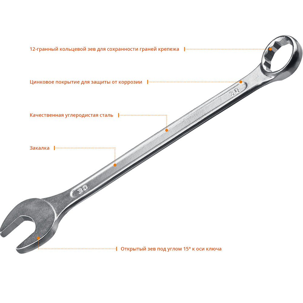 Комбинированный гаечный ключ 30 мм СИБИН 27089-30