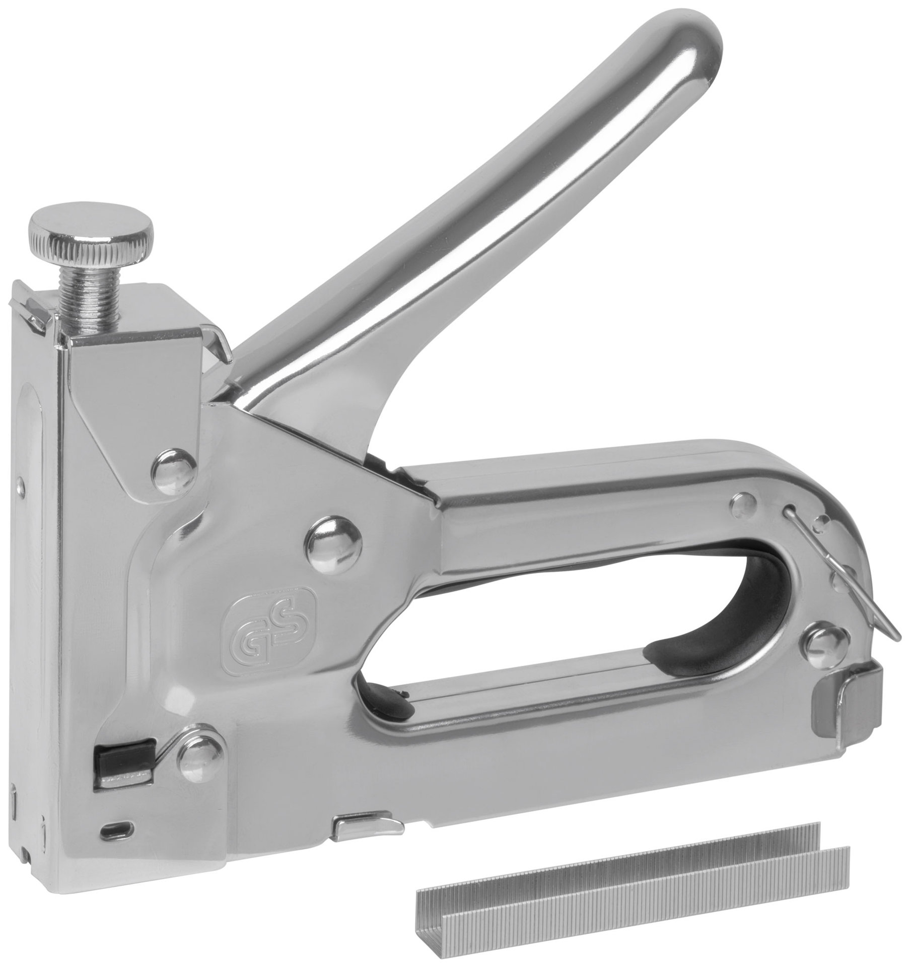 Степлер для узких скоб тип 53 4-14 мм, регулировка силы удара, металлический корпус (32145)