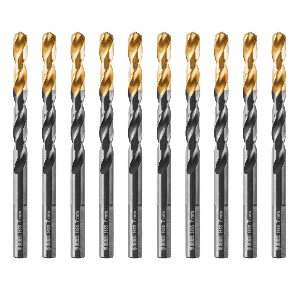 Сверло по металлу, 7 мм, HSS-Tin, Golden Tip, 10 шт. Denzel (717217)