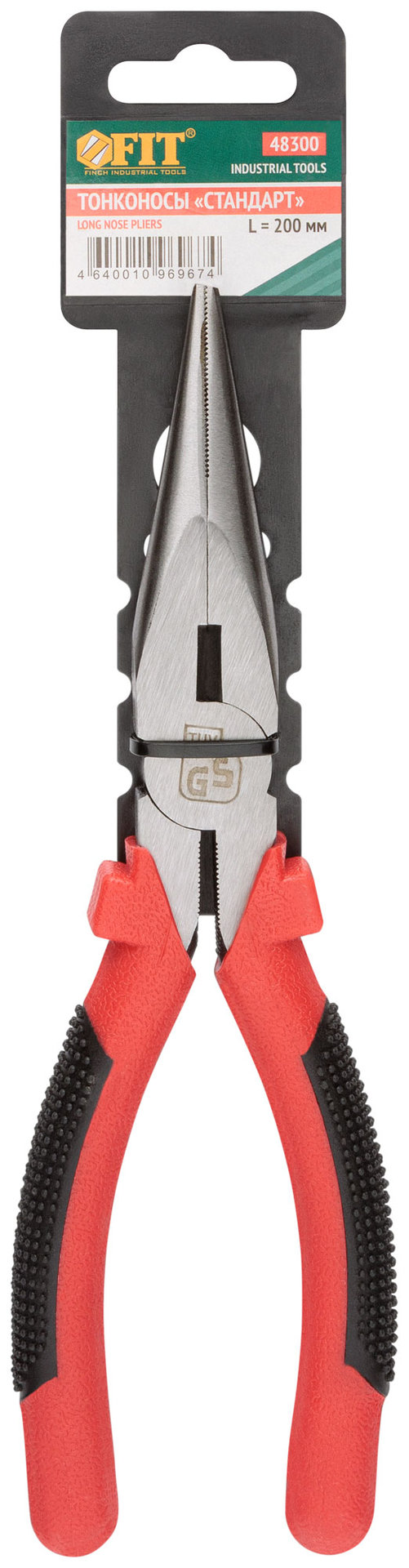 Тонконосы Стандарт, красно-черные пластиковые ручки, полированная сталь 200 мм (48300)