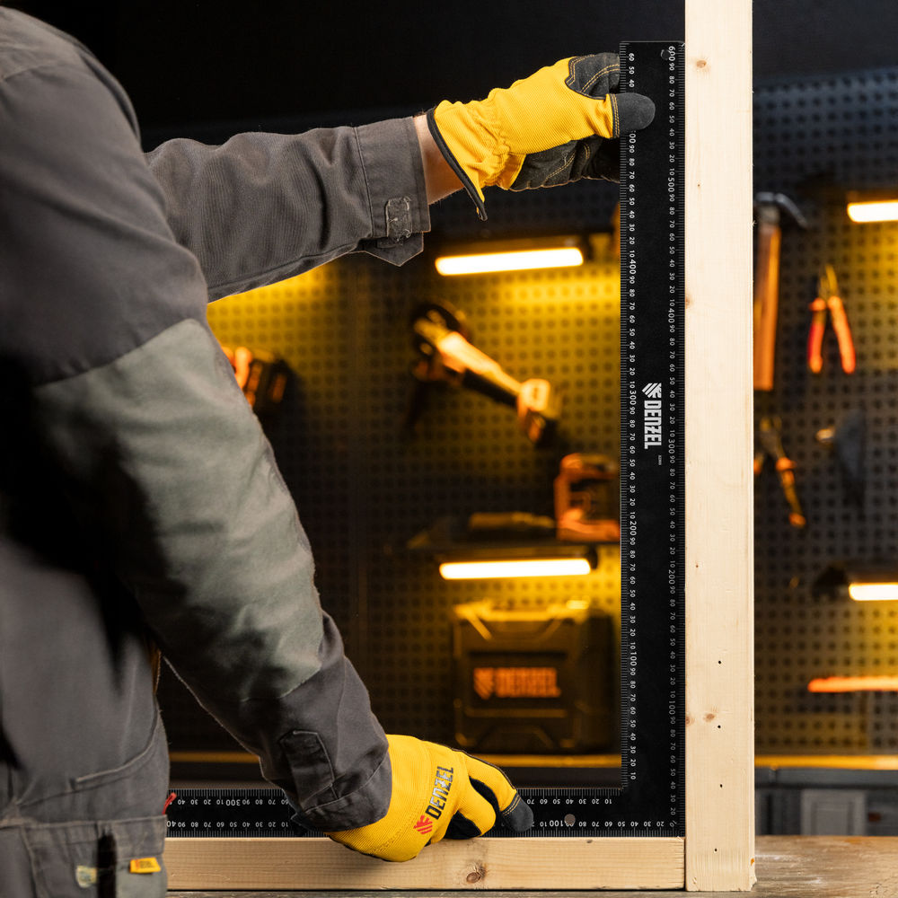 Угольник, 400 х 600 мм, алюминиевый, лазерная гравировка Denzel (32393)