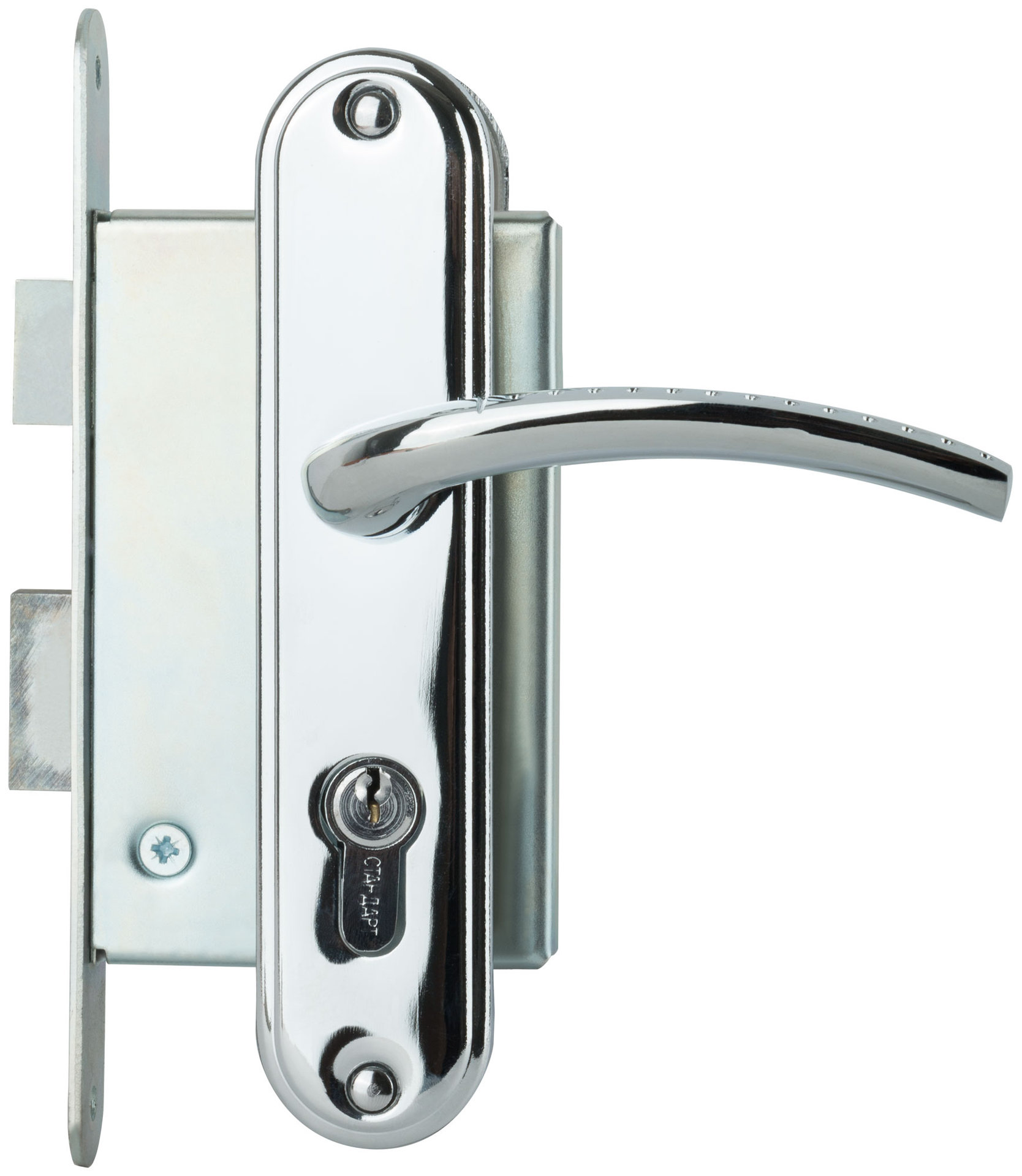 Замок врезной с ручками Стандарт ЗВ4-7.03С, хром (66998)