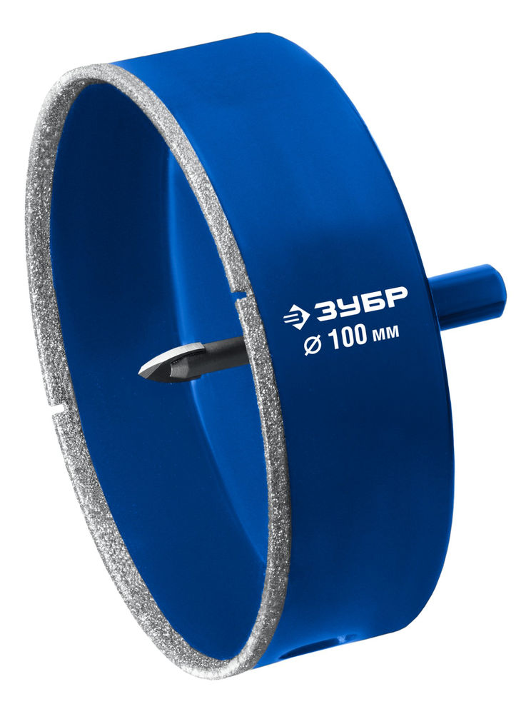 Коронка алмазная АГК, d 100 мм, центр. сверло, трехгранный хвост, Р60 ЗУБР Профессионал 29850-100