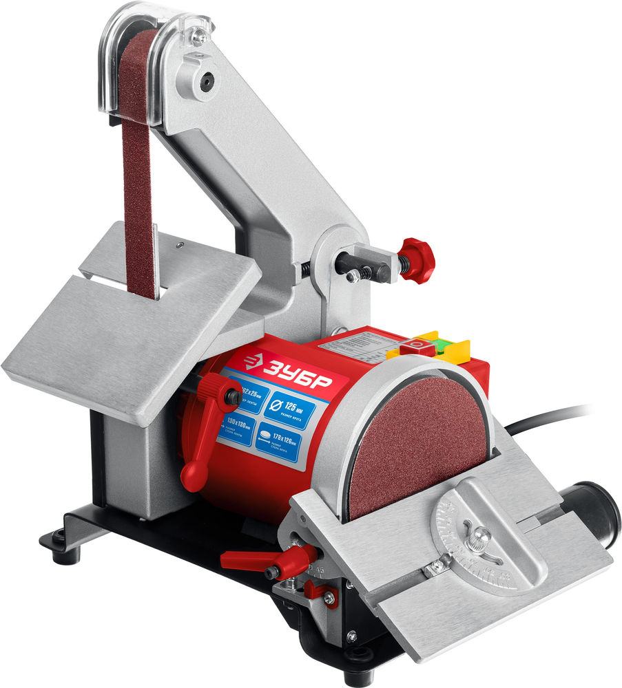 Станок шлифовальный тарельчато-ленточный d 125 мм 25?762 мм лента 330 Вт ЗУБР ЗШС-330
