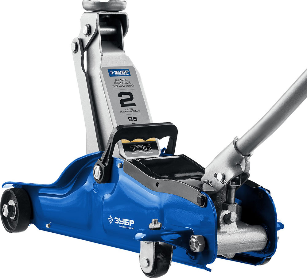 Подкатной домкрат с низким подхватом в кейсе 2 т 85 - 330 мм Профессионал ЗУБР Т-35 43056-2-K